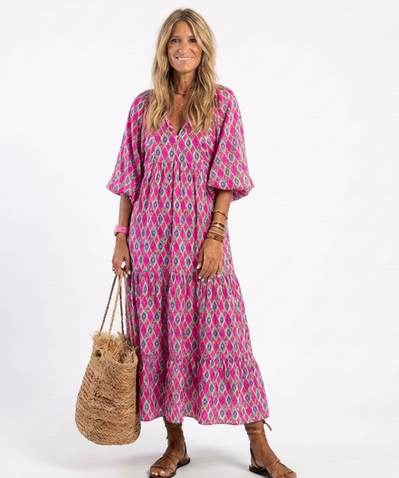 Céline | Mönstrad Midiklänning