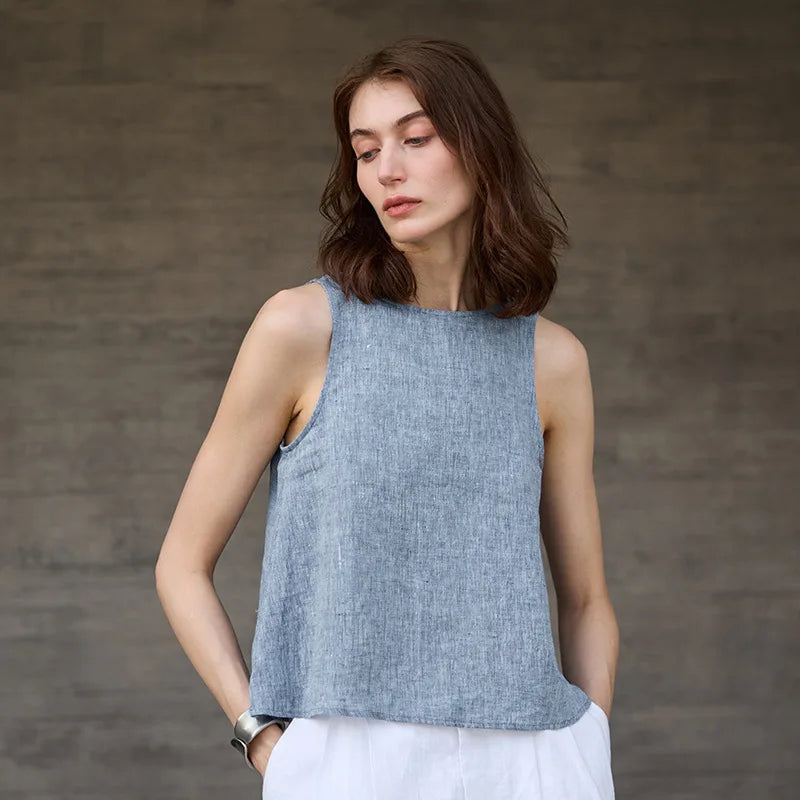 Vest reversibil din in chambray