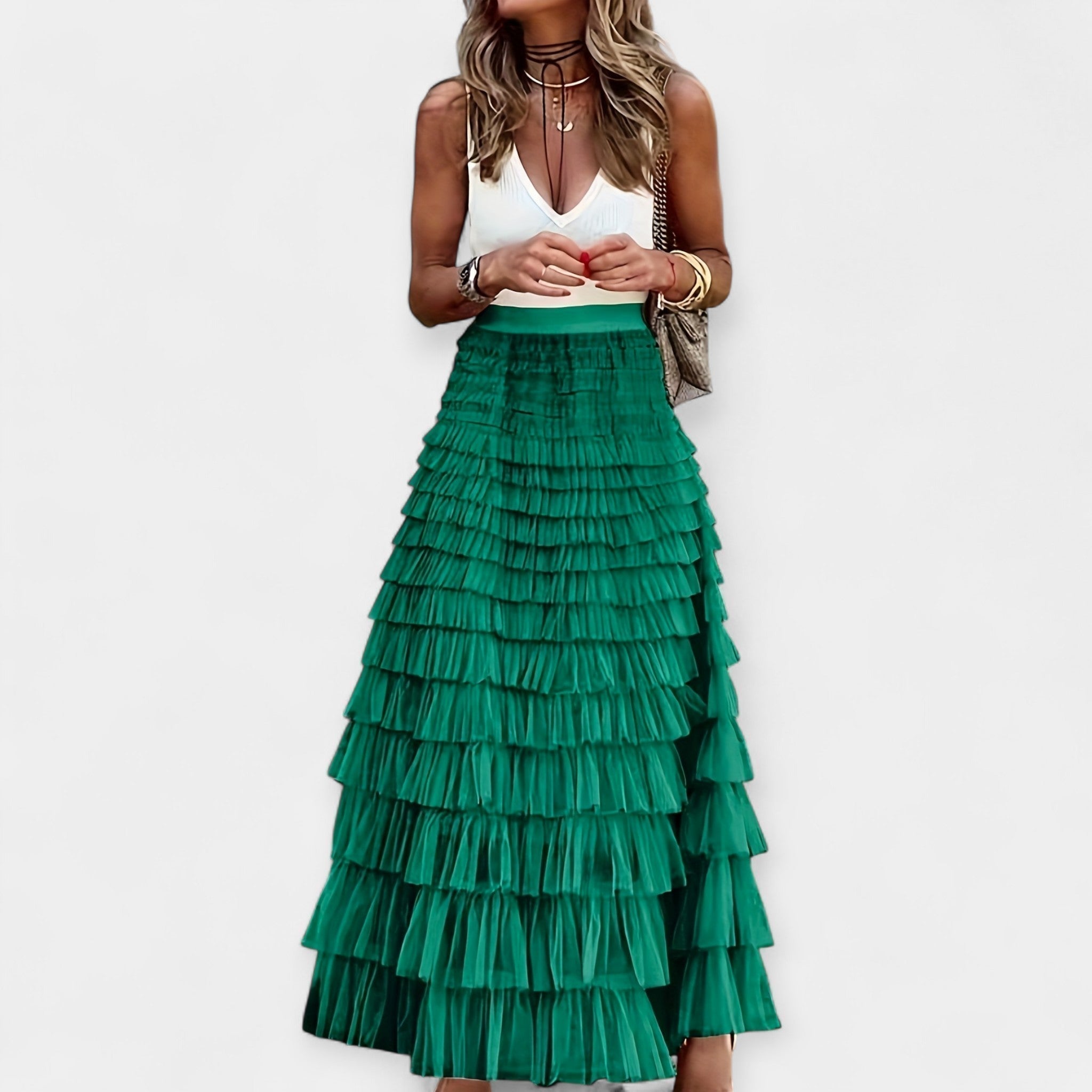 Eva Sofisticată Fustă din Satin Boho cu Dantelă de Plasă de Vară