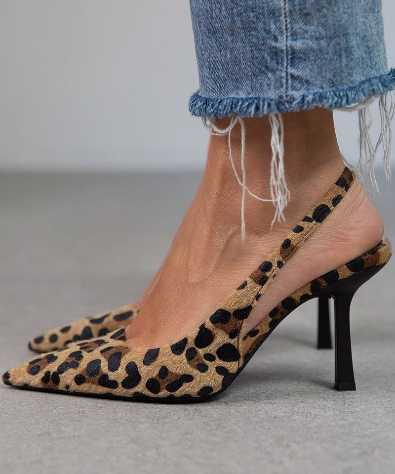 Liorina - Khaki Pumps med Leopardmönster