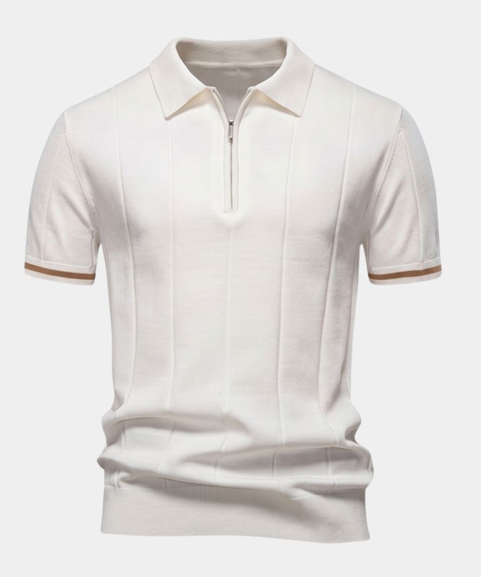 Clark | Randig Zip Polo Skjorta